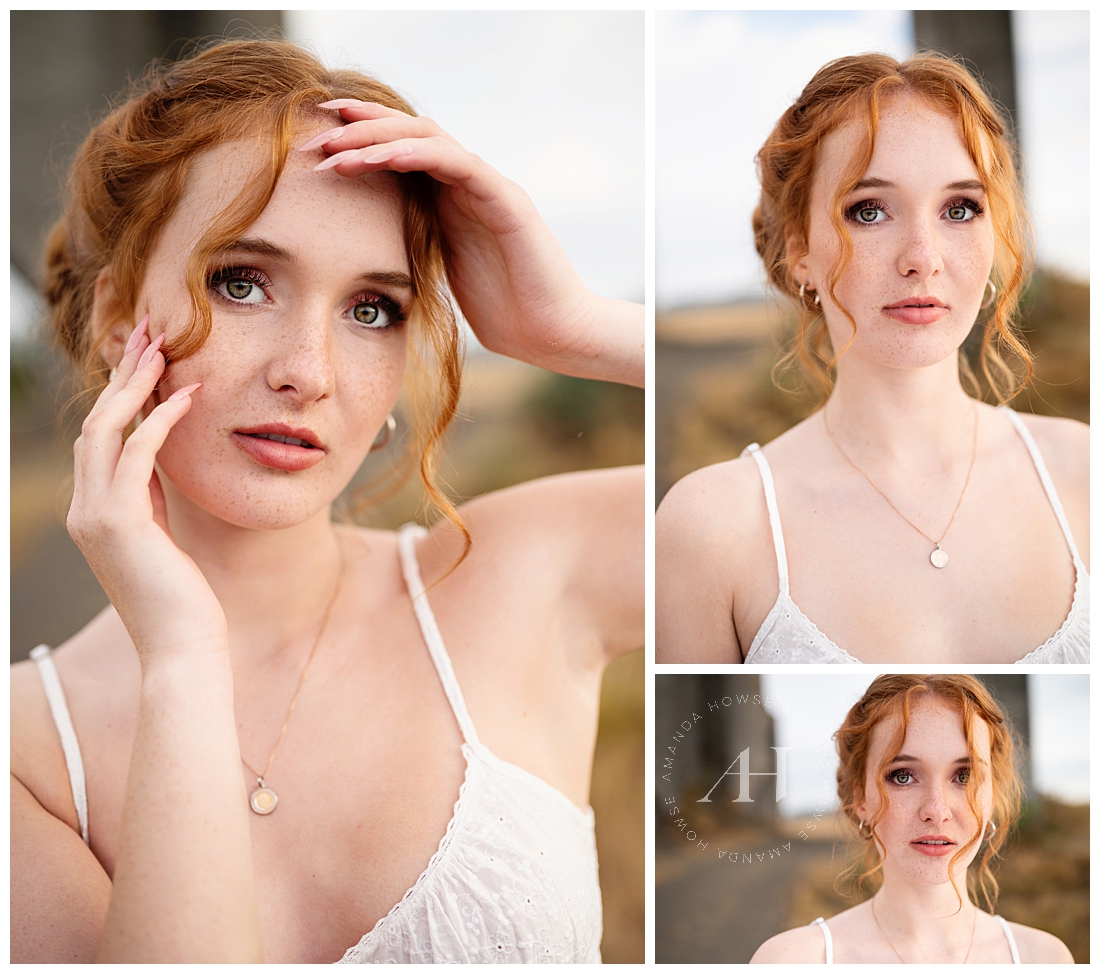 Redhead Senior Portraits | White Sundress and Gold Necklace | Amanda Howse Photography 