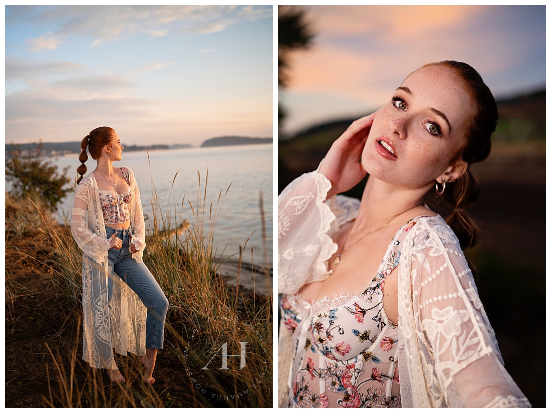 Beach Babe Sunset Portraits at Chambers Bay | Class of 2024 | Amanda Howse Photography
