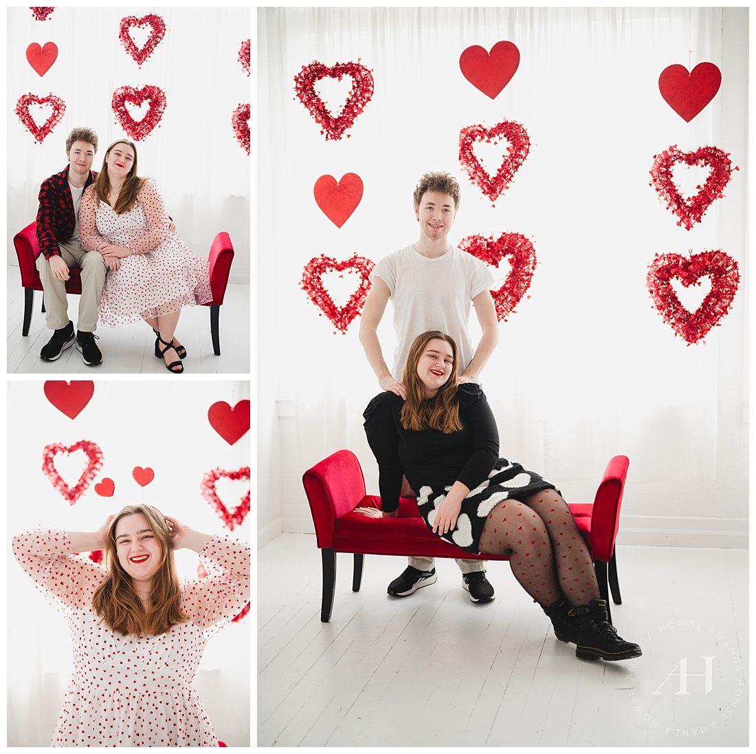 Cute Couple's Portrait Ideas for High School Seniors | Love-Themed Studio Shoot | Amanda Howse Photography