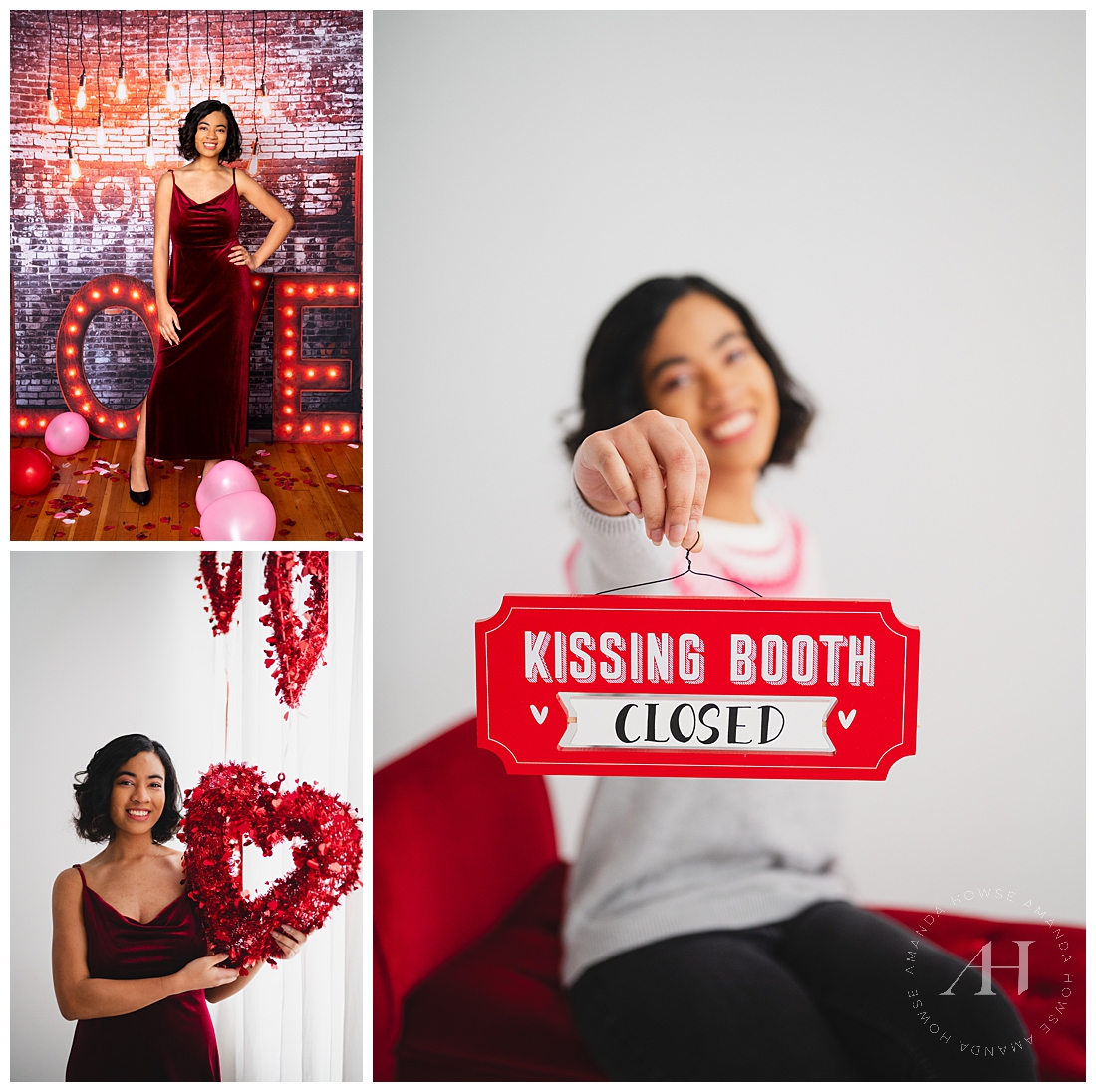 Kissing Booth Studio Portraits | AHP Senior Team | Amanda Howse Photography