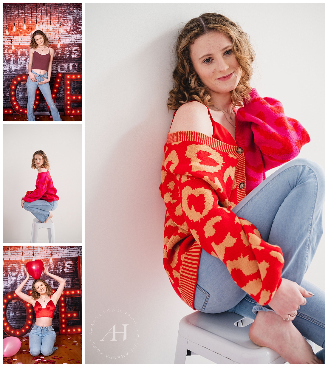 Cute and Cozy Studio Portraits for V-Day | Class of 2024 | Amanda Howse Photography