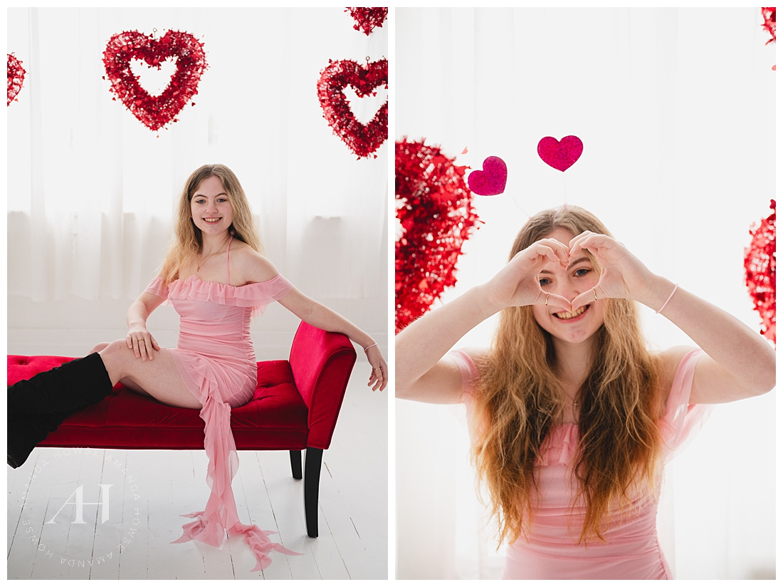 Pretty in Pink V-Day Portraits | Ideas For High School Seniors | Amanda Howse Photography